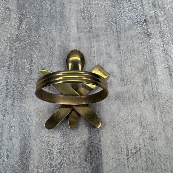 12 Vintage Brass Napkin Rings Fork Knife Spoon Design Table Decor Retro VTG Mcm - Picture 5 of 8